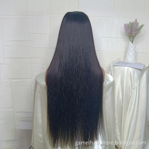 Raw Indian Virgin Human Hair Wigs Swiss Lace Closure Pre Plucked With virgin Hair HD Lace Closure Human Hair Wig Bleached Knots